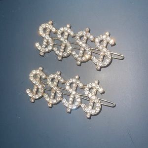 Gold Money Sign Hair Clips